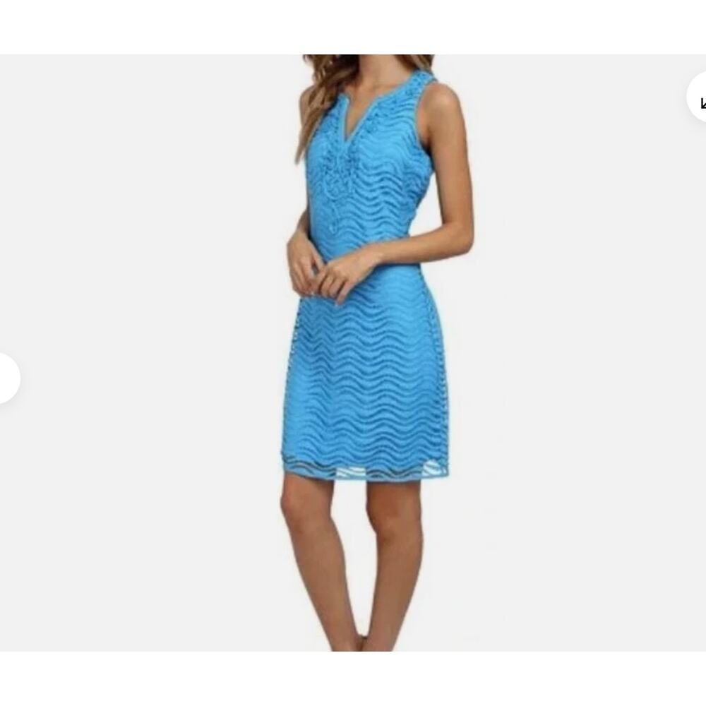 Lilly Pulitzer blue wavey knit lace margate dress size Small